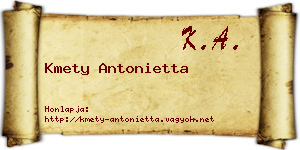 Kmety Antonietta névjegykártya